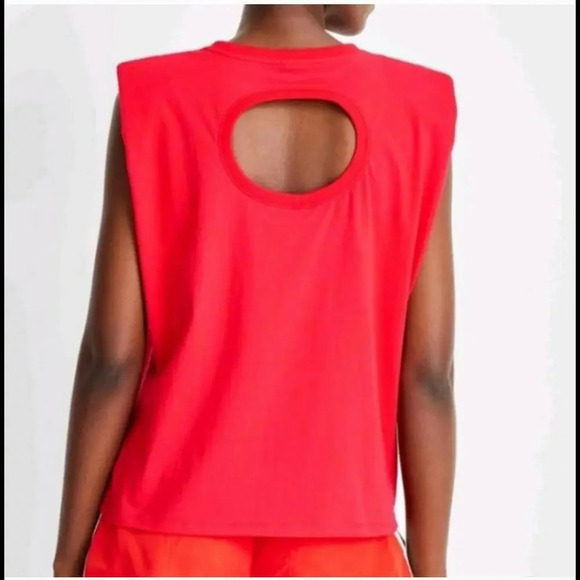 NWT FUTURE COLLECTIVE Kahlana Barfield Brown Sleeveless Cut-Out Back T-Shirt Red - Picture 3 of 15